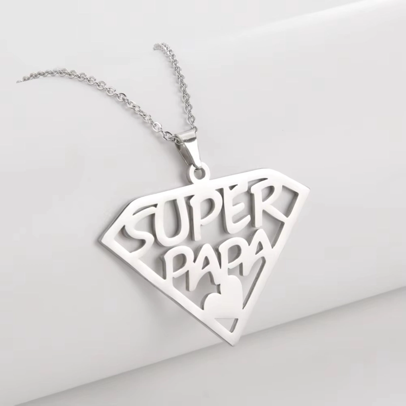 COLLAR SUPER PAPA ACERO PLATEADO - 3