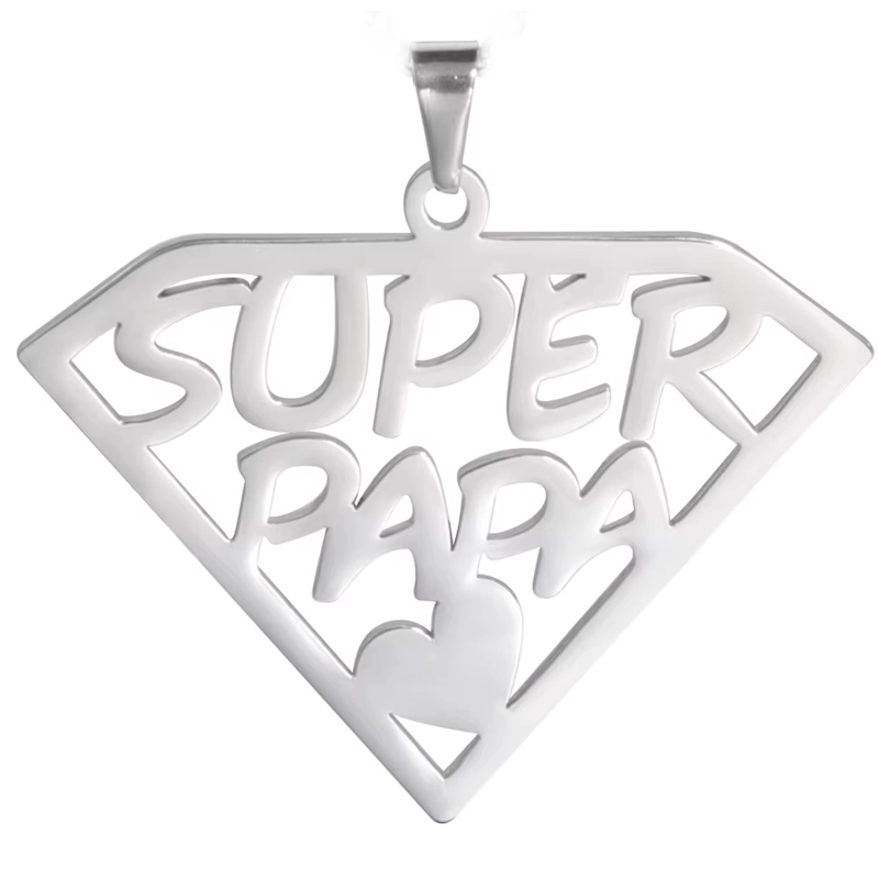 COLLAR SUPER PAPA ACERO PLATEADO - 4