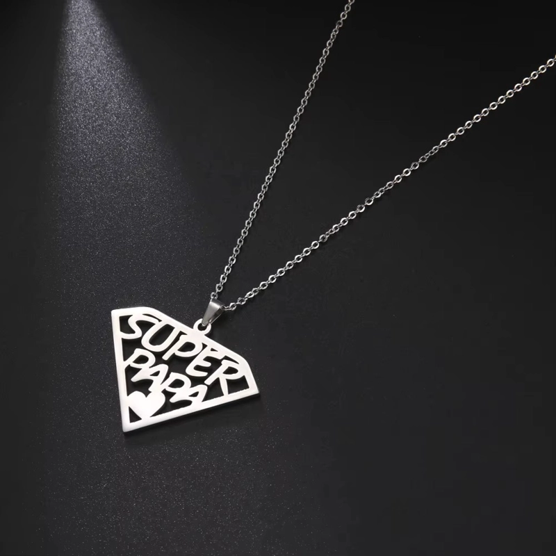 COLLAR SUPER PAPA ACERO PLATEADO - 5