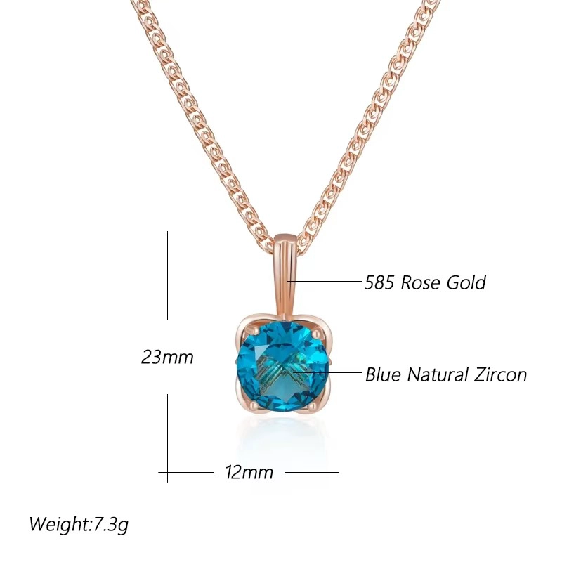 COLLAR CRISTAL AZUL CIRCULAR DORADO ROSA - 3
