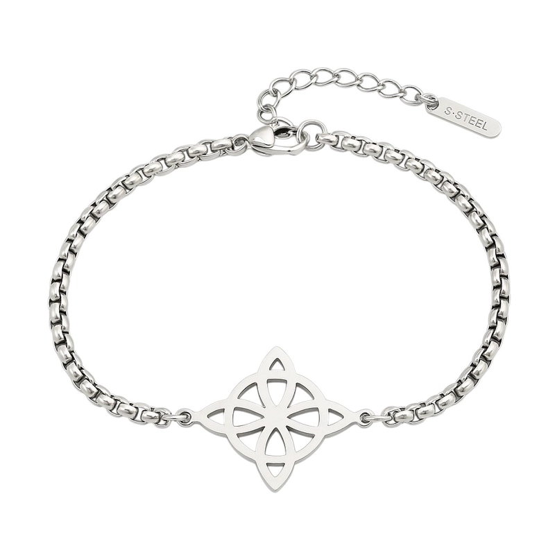 PULSERA NUDO DE BRUJA CELTA PLATEADA ACERO MD1125 - 1