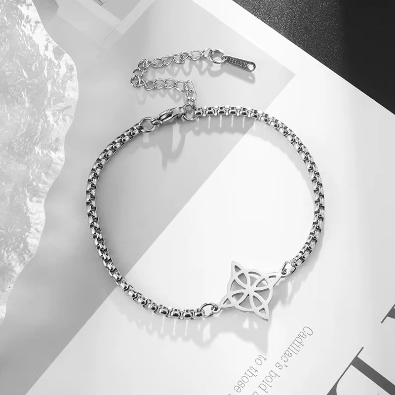 PULSERA NUDO DE BRUJA CELTA PLATEADA ACERO MD1125 - 2