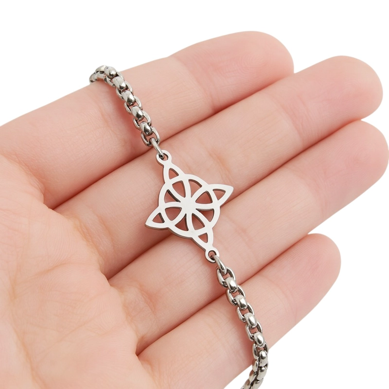 PULSERA NUDO DE BRUJA CELTA PLATEADA ACERO MD1125 - 3