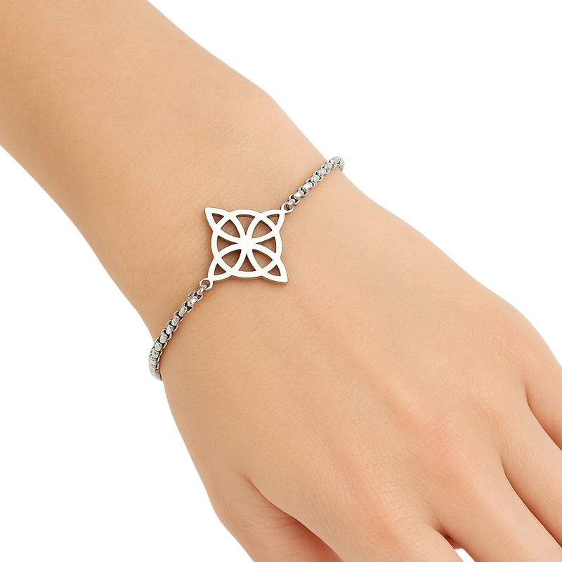 PULSERA NUDO DE BRUJA CELTA PLATEADA ACERO MD1125 - 4