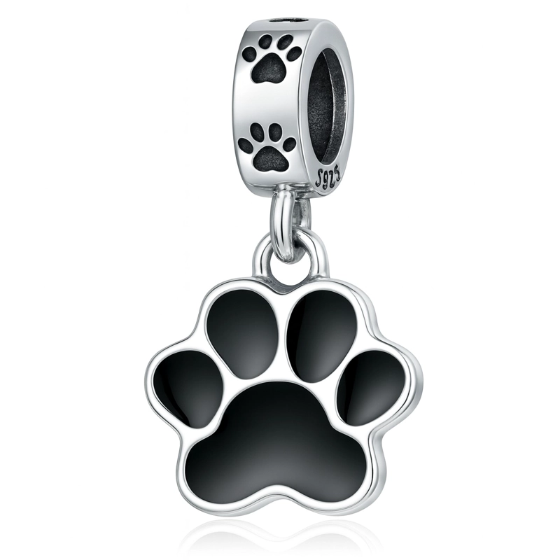 CHARM DIJE COLGANTE PLATA 925 PATITA MASCOTA NEGRA - 1