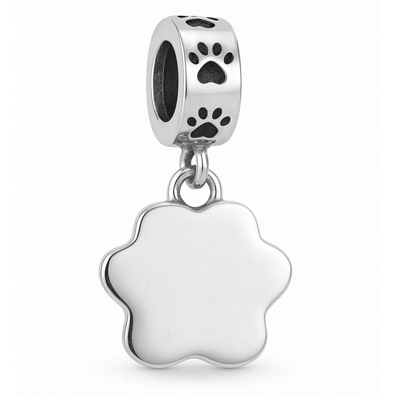 CHARM DIJE COLGANTE PLATA 925 PATITA MASCOTA NEGRA - 3