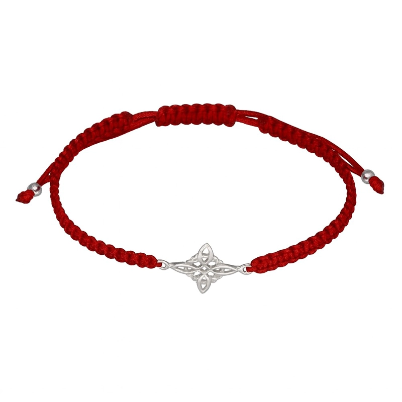 PULSERA PLATA 925 NUDO DE BRUJA HILO ROJO TRENZADO - 1