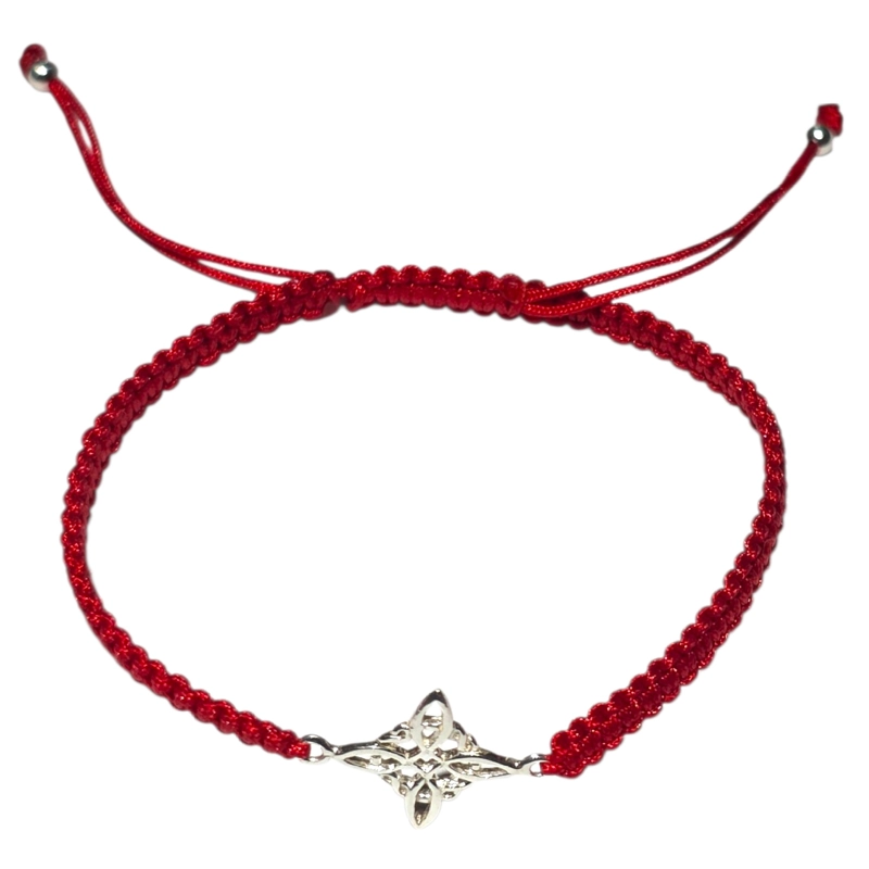 PULSERA PLATA 925 NUDO DE BRUJA HILO ROJO TRENZADO - 3