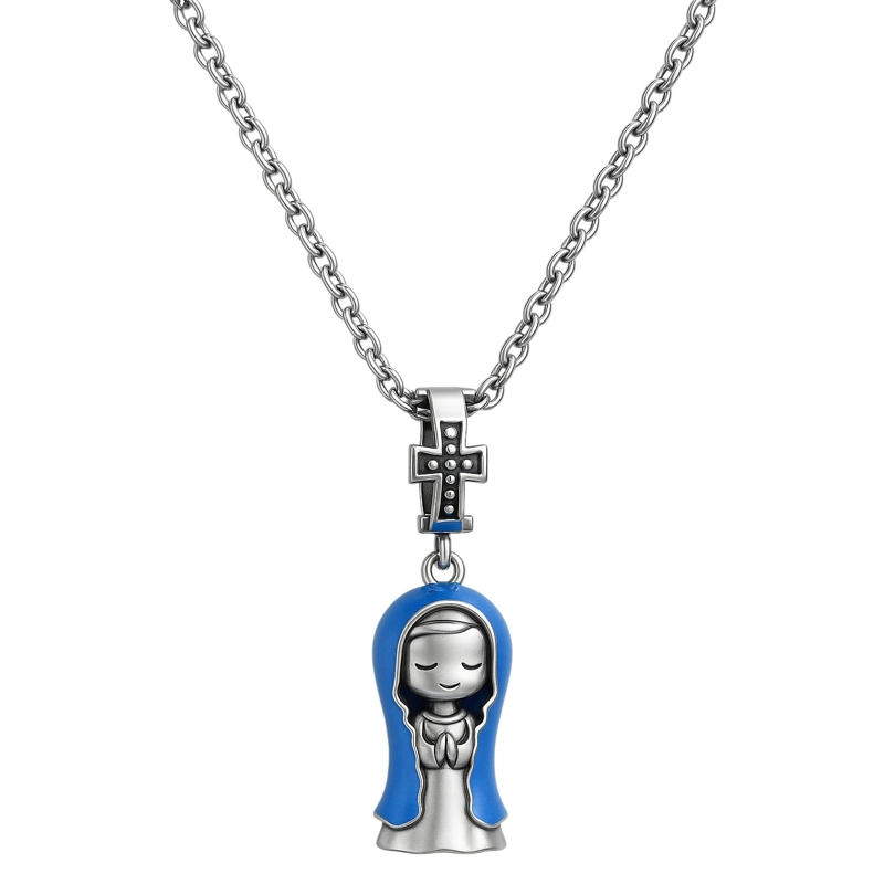 CHARM DIJE VIRGEN MARIA PLATA 925 MANTO AZUL - 2