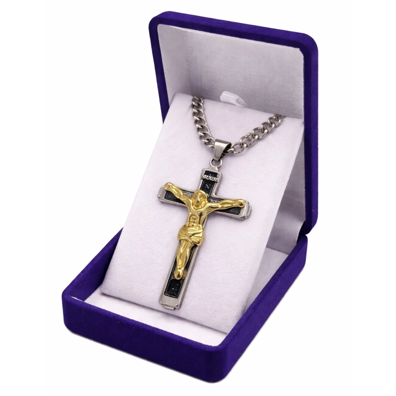 COLLAR CRUCIFIJO INRI CADENA GOURMET 60 CM ACERO - 4