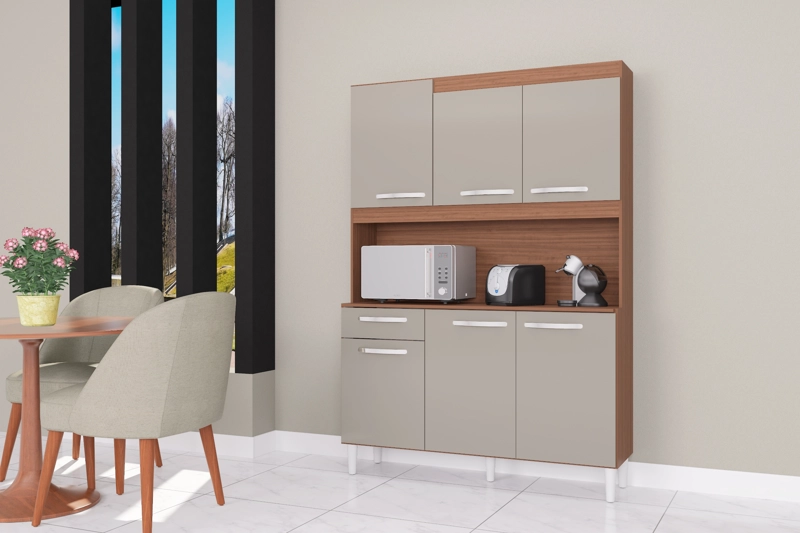 MUEBLE DE COCINA CARINE 6 PUERTAS CAPUCHINO OFF WHITE - 2