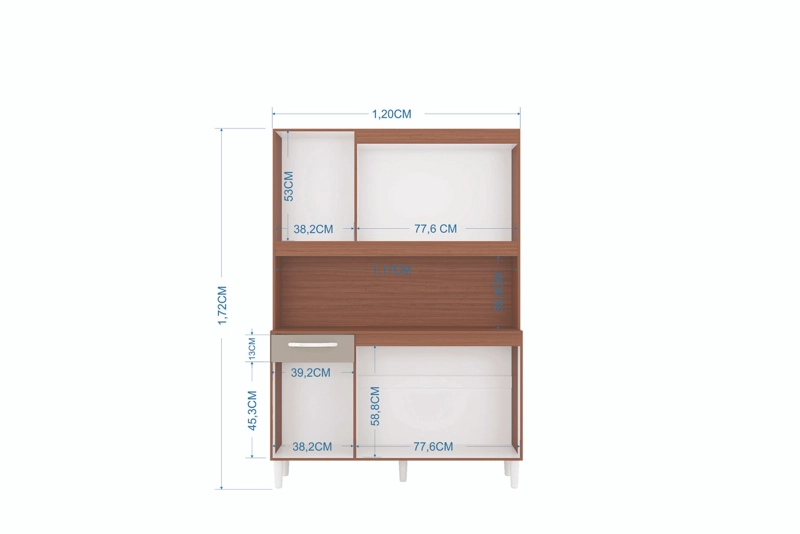 MUEBLE DE COCINA CARINE 6 PUERTAS CAPUCHINO OFF WHITE - 3