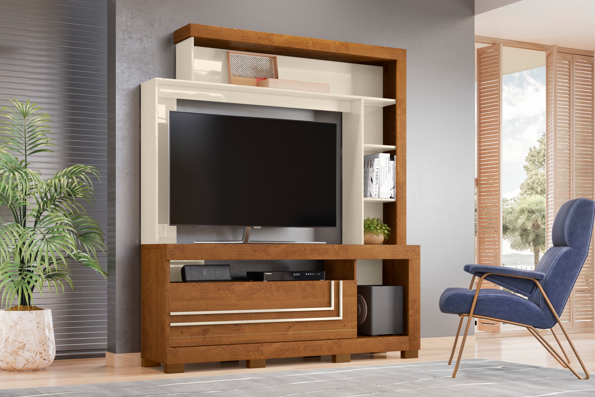 ESTANTE TAHUARI NICE CAFE CLARO NATURE OFF WHITE - 2