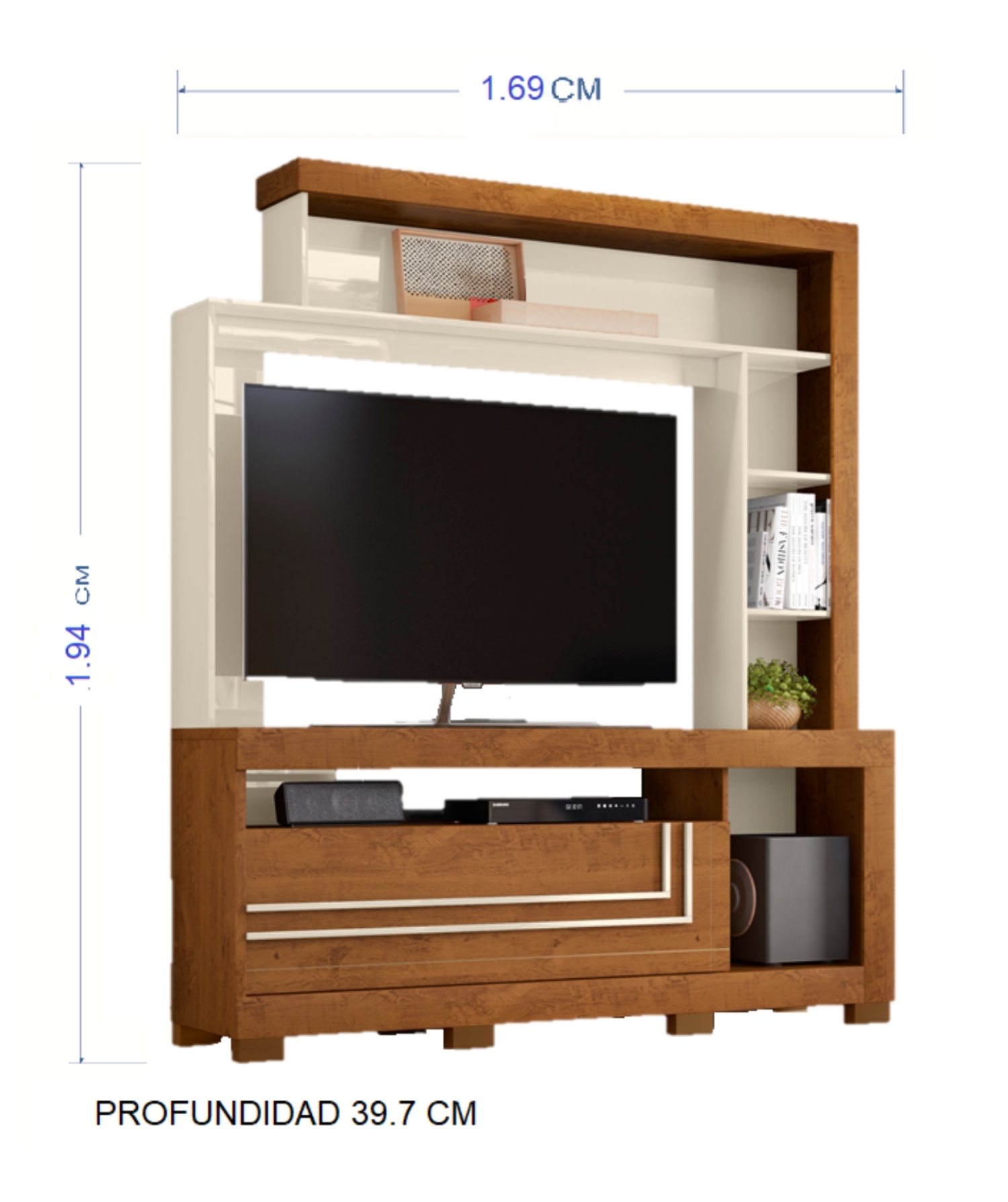ESTANTE TAHUARI NICE CAFE CLARO NATURE OFF WHITE - 3