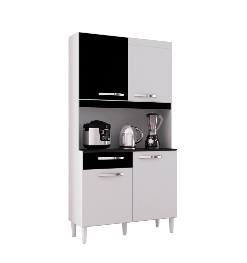 MUEBLE DE COCINA CARINE 4 PUERTAS BLANCO/NEGRO - 1