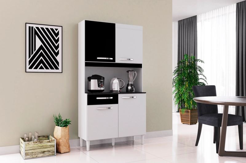 MUEBLE DE COCINA CARINE 4 PUERTAS BLANCO/NEGRO - 2