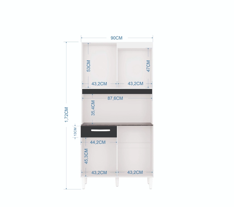MUEBLE DE COCINA CARINE 4 PUERTAS BLANCO/NEGRO - 3