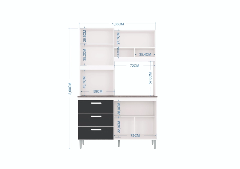 MUEBLE DE COCINA PILAR BLANCO/NEGRO - 3