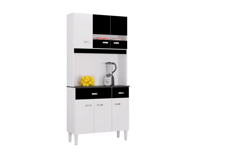 MUEBLE DE COCINA MANU 6 PUERTAS BLANCO/NEGRO - 1