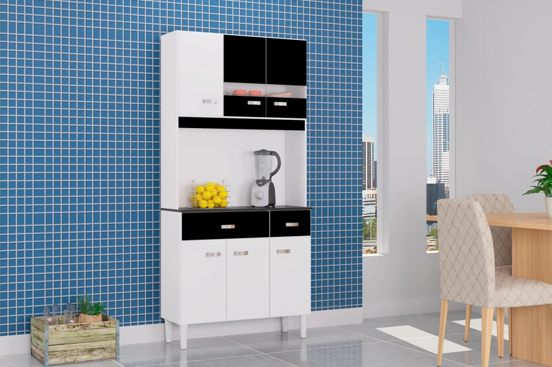 MUEBLE DE COCINA MANU 6 PUERTAS BLANCO/NEGRO - 2