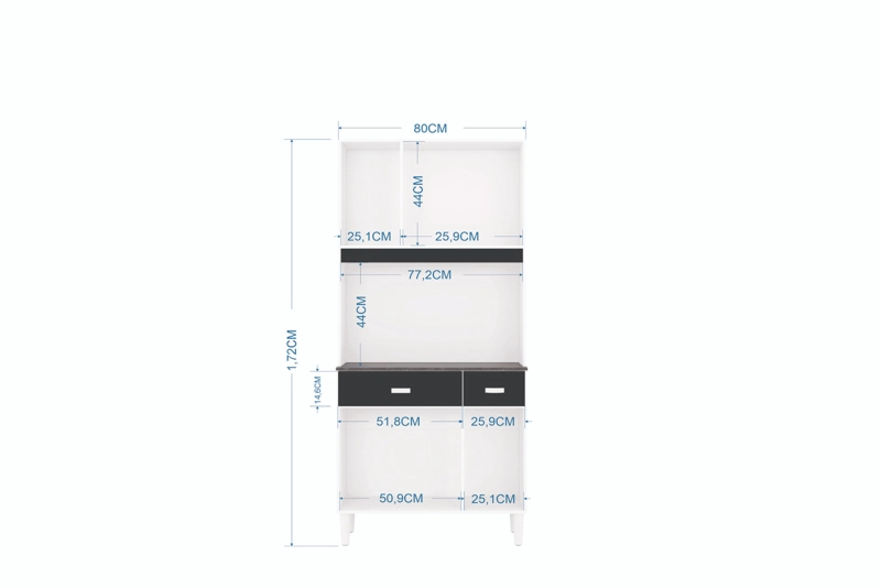 MUEBLE DE COCINA MANU 6 PUERTAS BLANCO/NEGRO - 3