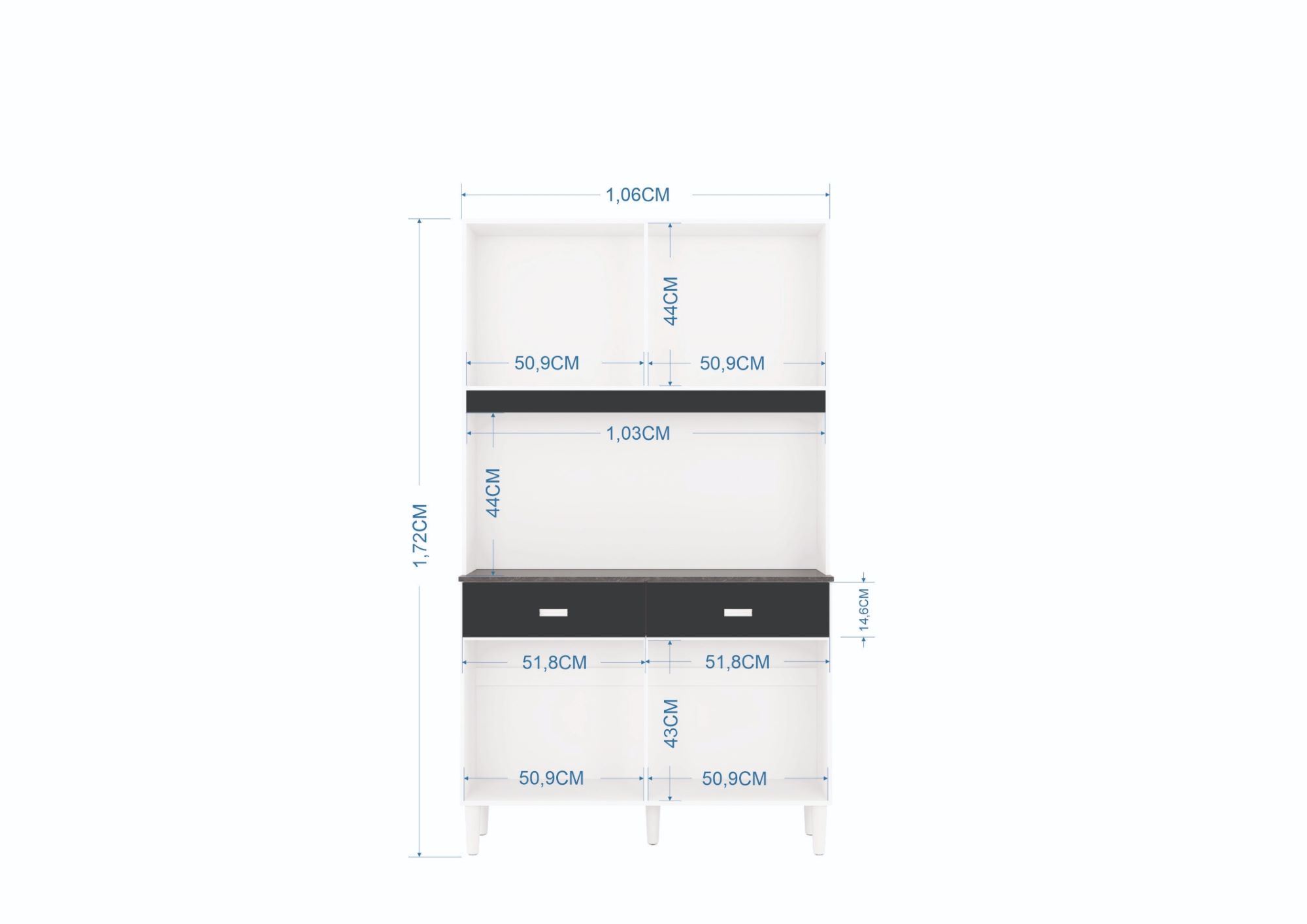 MUEBLE COCINA TAHUARI MANU 8 PUERTAS BLANCO - 3