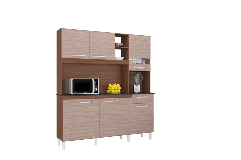 MUEBLE DE COCINA 6 PUERTAS 1 CAJON BARBARA CAPUCHINO/ALMENDRA - 1