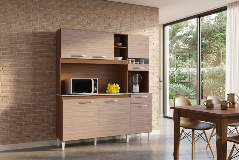 MUEBLE DE COCINA 6 PUERTAS 1 CAJON BARBARA CAPUCHINO/ALMENDRA - 2