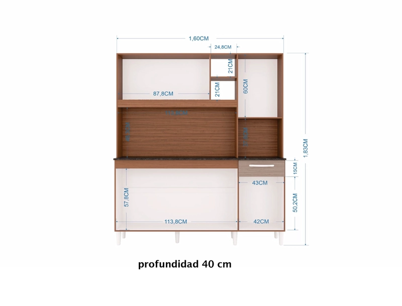 MUEBLE DE COCINA 6 PUERTAS 1 CAJON BARBARA CAPUCHINO/ALMENDRA - 5