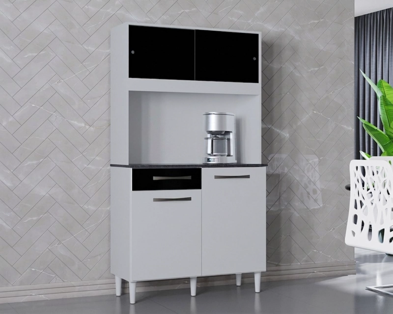 MUEBLE DE COCINA 4 PUERTAS 1 CAJON GRAZI 90 BLANCO/NEGRO - 2