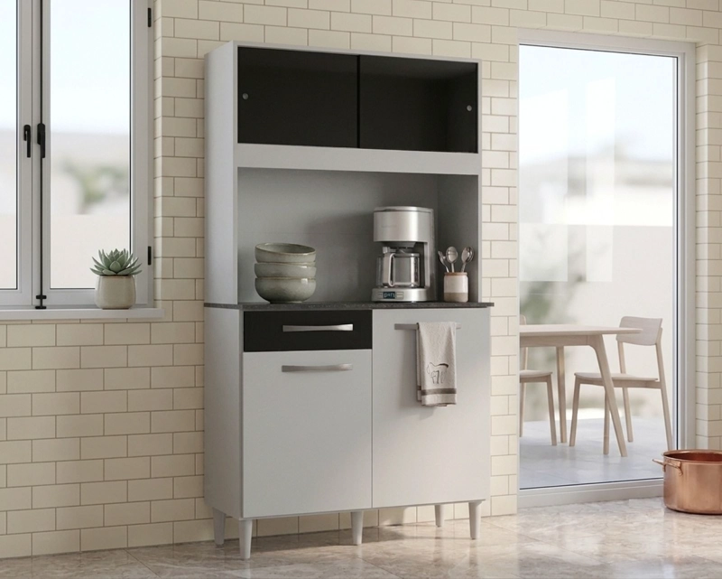 MUEBLE DE COCINA 4 PUERTAS 1 CAJON GRAZI 90 BLANCO/NEGRO - 3