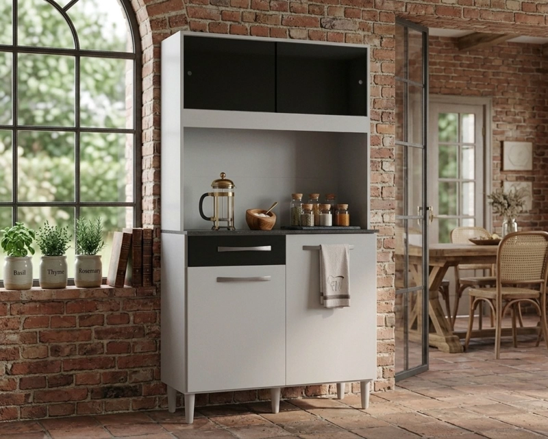 MUEBLE DE COCINA 4 PUERTAS 1 CAJON GRAZI 90 BLANCO/NEGRO - 4