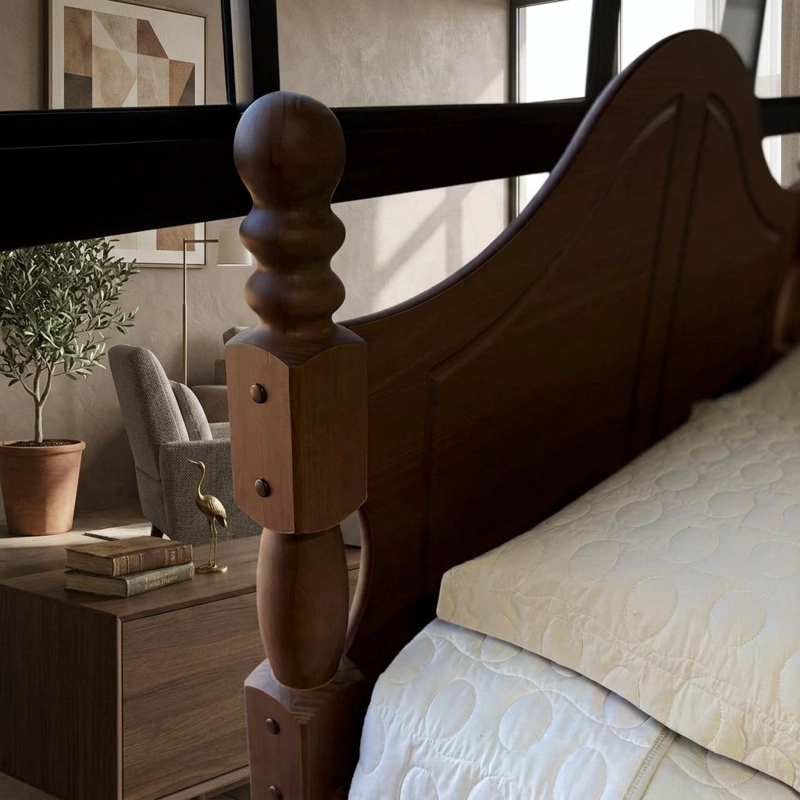 BASE DE CAMA DE MADERA PINO CASAL CAFE - 2