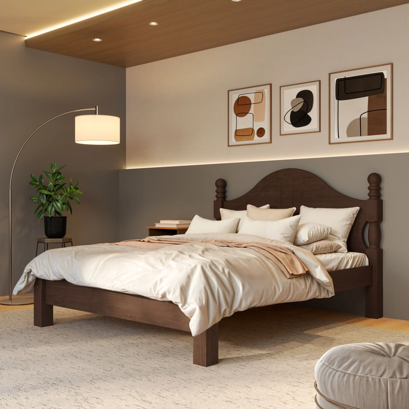 BASE DE CAMA DE MADERA PINO CASAL CAFE - 4