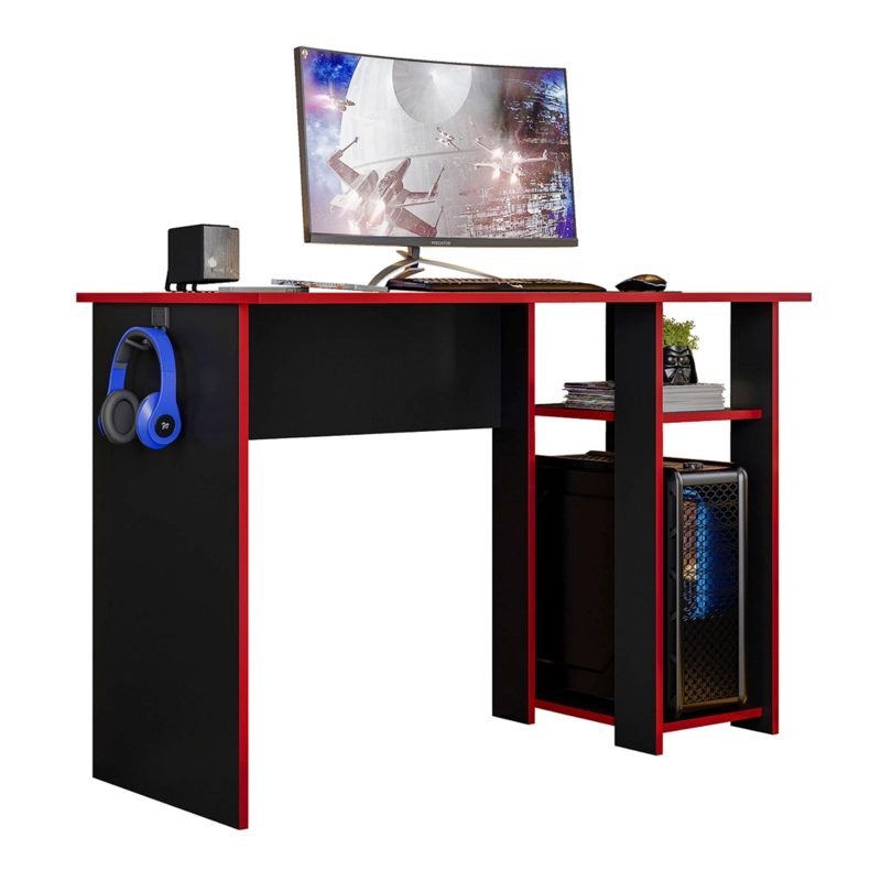 ESCRITORIO GAMER SLIM NEGRO/ROJO - 3