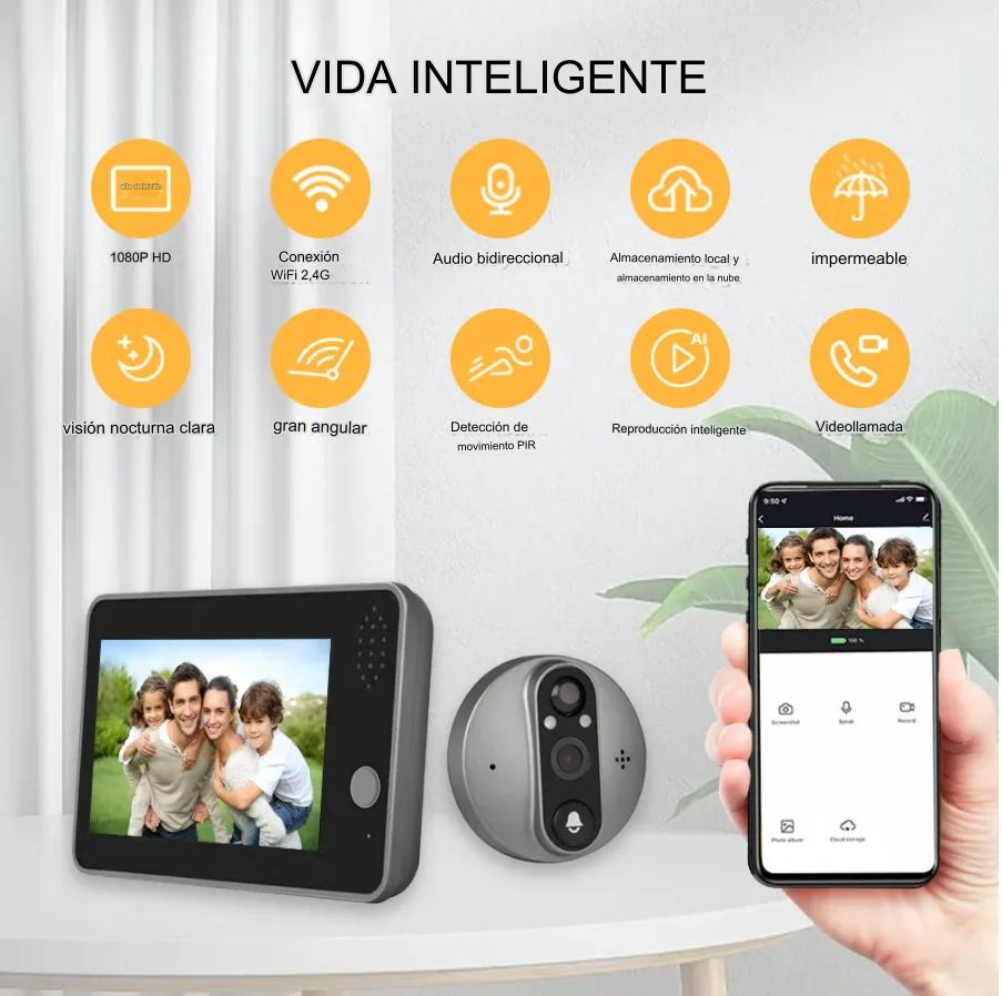 TIMBRE INTELIGENTE WI-FI BIDIRECIONAL CON PANTALLA LCD - 8