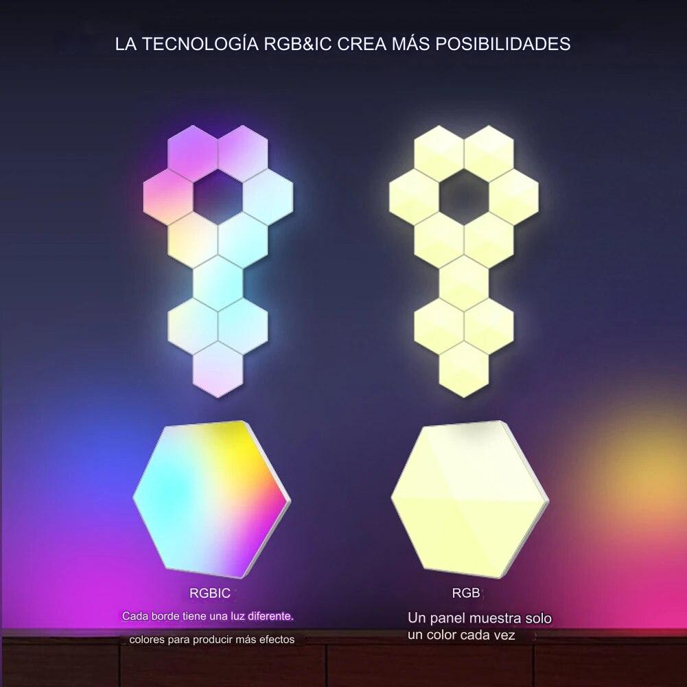 LÁMPARA DE PARED INTELIGENTE WIFI HEXAGONAL 6 PIEZAS - 6