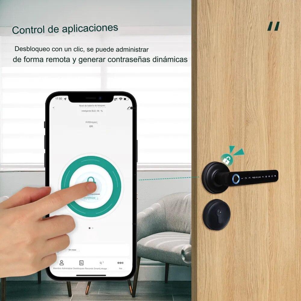 CERRADURA INTELIGENTE H168 BLUETOOTH + 5572 NEGRA NICKEL - 6