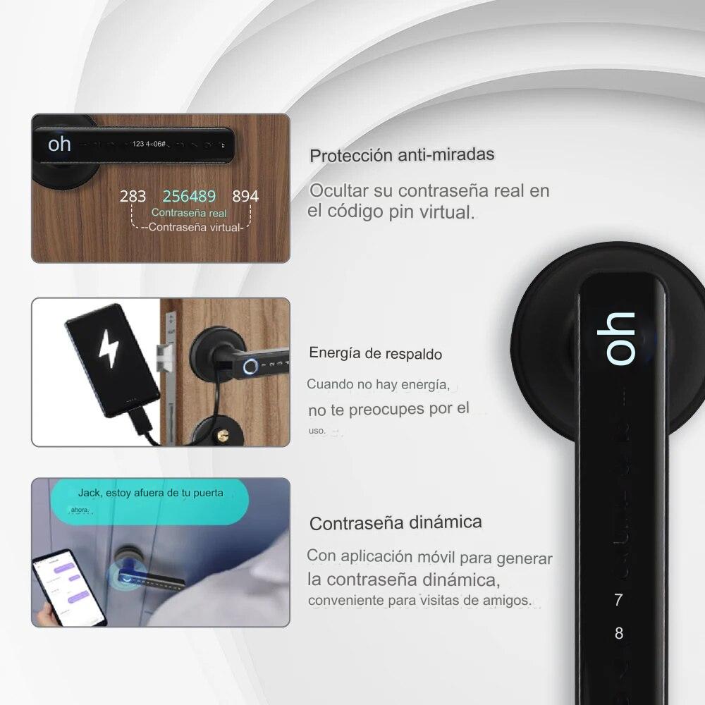 CERRADURA INTELIGENTE H168 BLUETOOTH + 5572 NEGRA NICKEL - 7