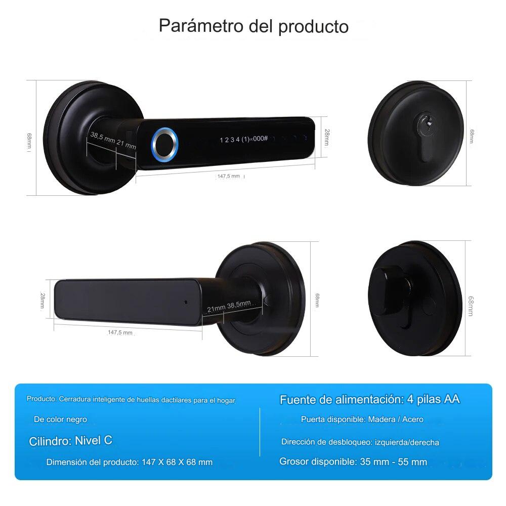 CERRADURA INTELIGENTE H168 BLUETOOTH + 5572 NEGRA NICKEL - 9