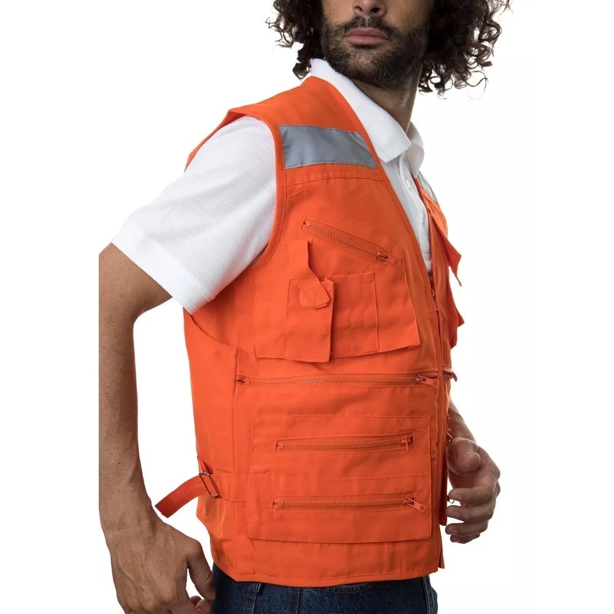 CHALECO HOMBRE JAYSON NARANJO GEÓLOGO POPLÍN REFLECTANTE MULTIBOLSILLOS JNDT26071N - 2