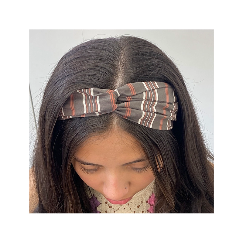 CINTILLO ELASTICO PARA CABELLO RAYAS COLOR MARRON - 2