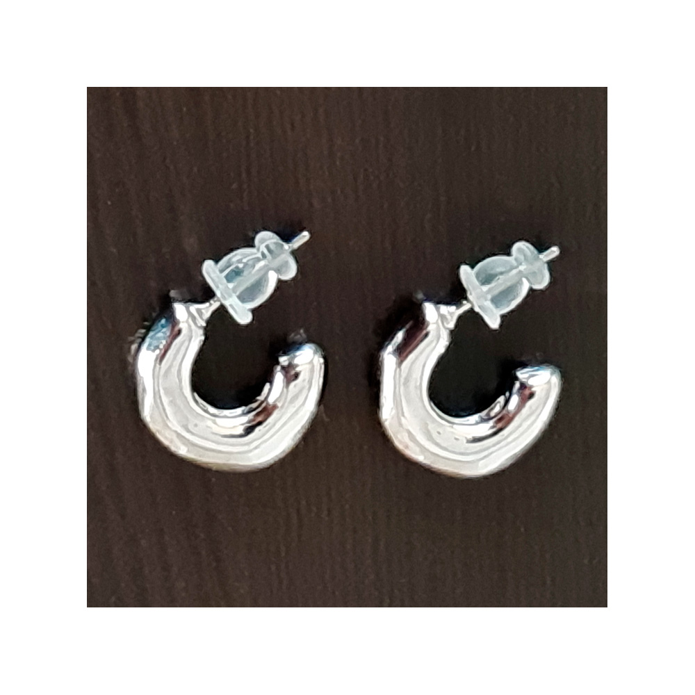 AROS ACERO LIA VICTORIA MINI ARGOLLAS LISOS COLOR PLATEADO - 1