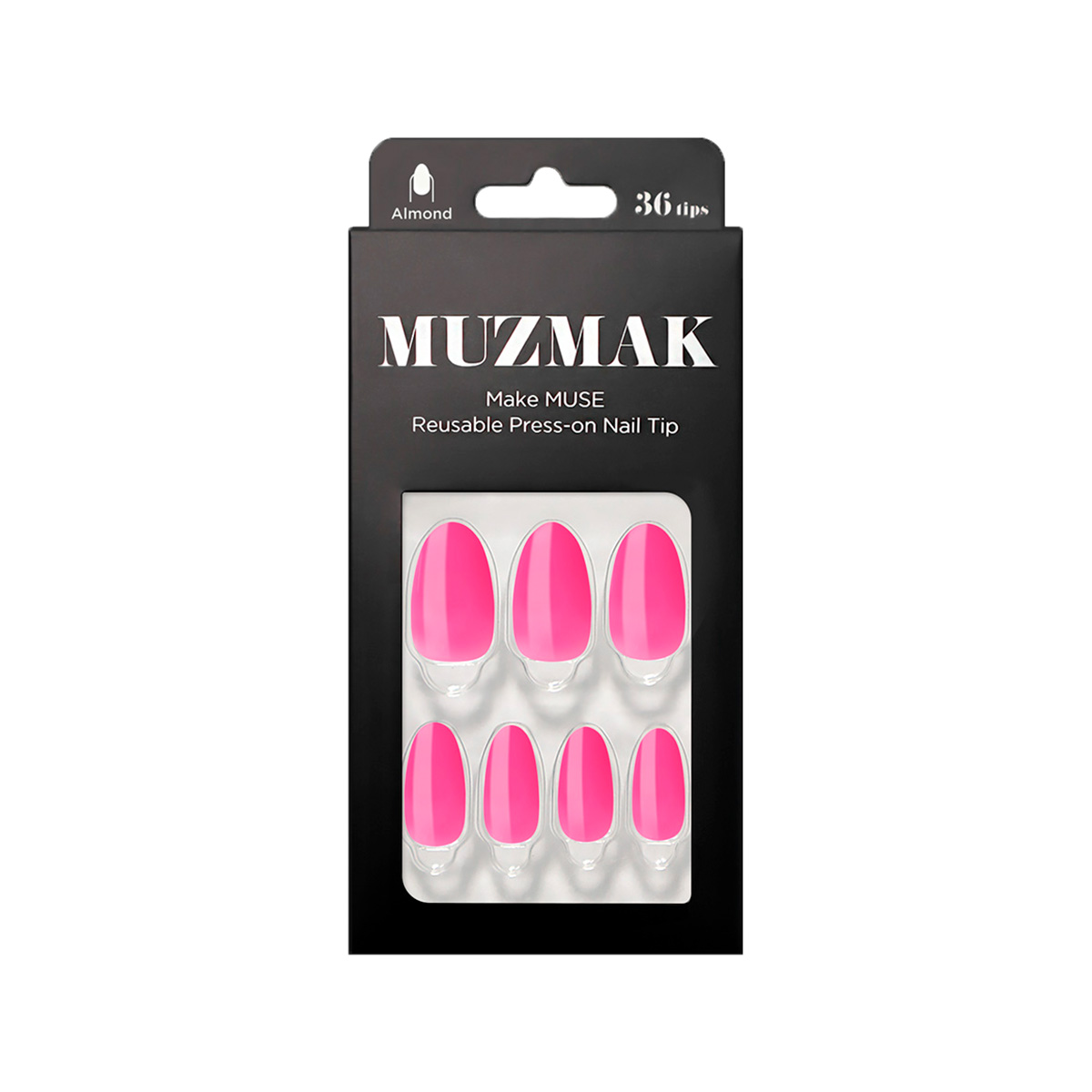 UÑAS POSTIZAS MUZMAK PRESS ON PUNCH PINK ALMOND 36 UND - 1