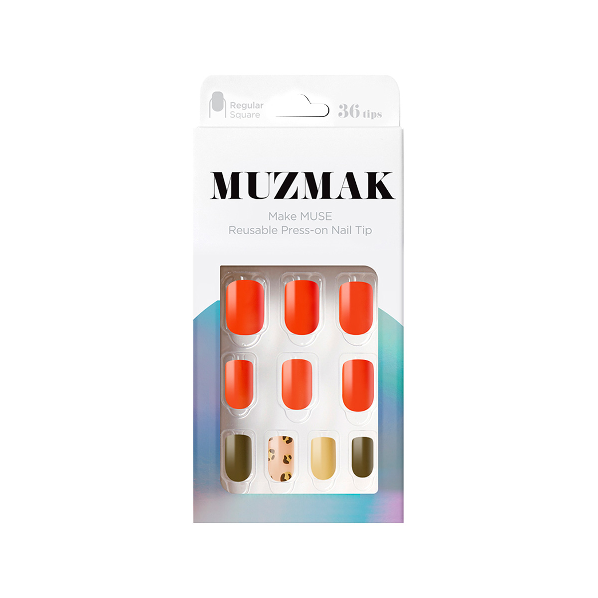 MUZMAK - UÑAS PRESS ON SWEET LEOPARD REGULAR SQUARE 36 U. - 1