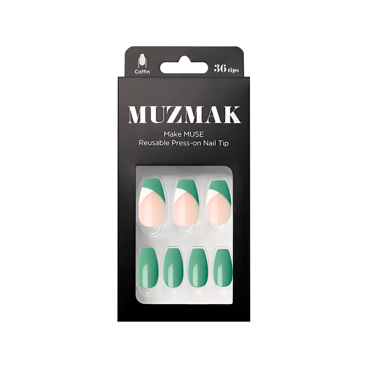 UÑAS POSTIZAS MUZMAK PRESS ON CREAMY BASIL COFFIN 36 UND - 1
