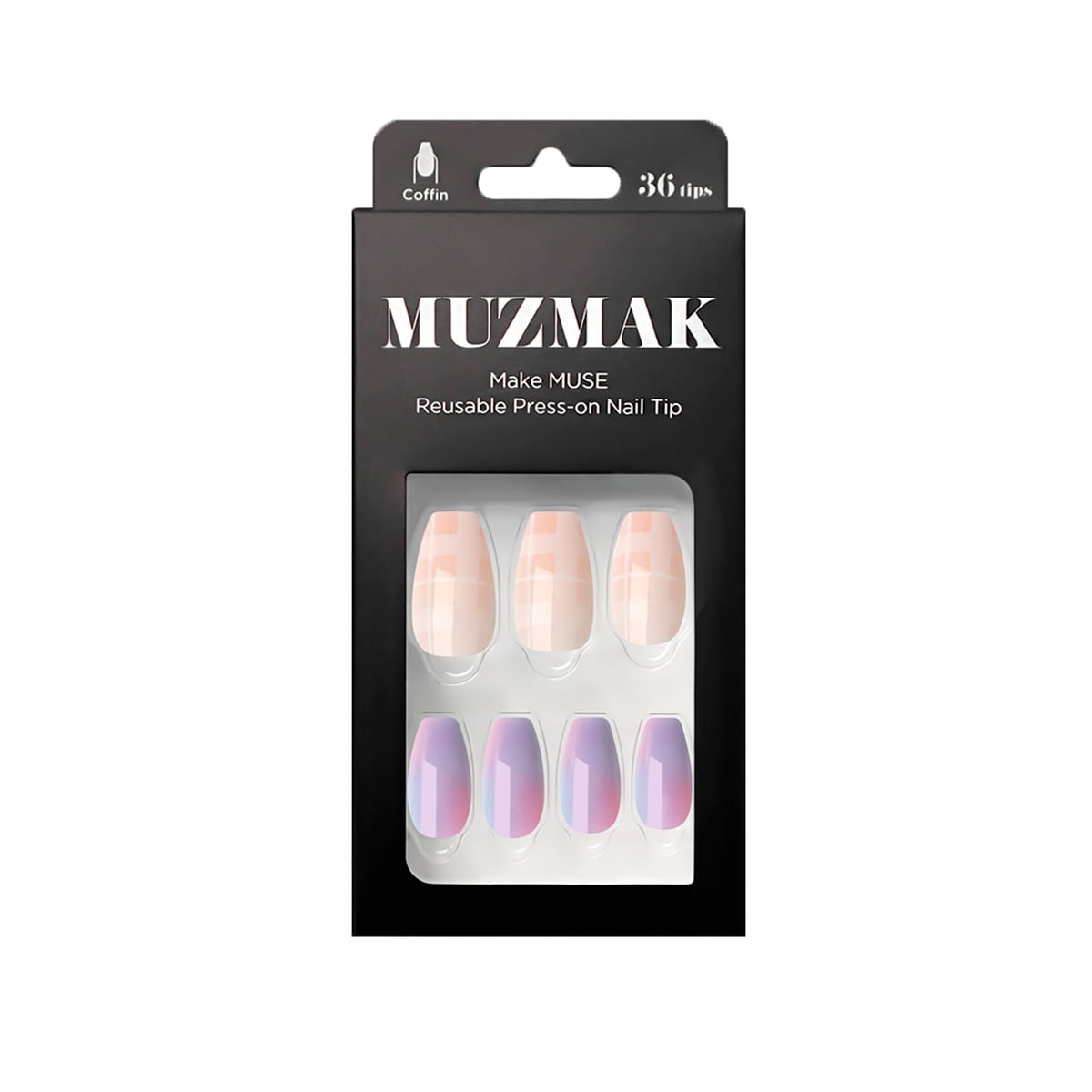 UÑAS POSTIZAS MUZMAK PRESS ON SUMMER CHECK COFFIN 36 UND - 1