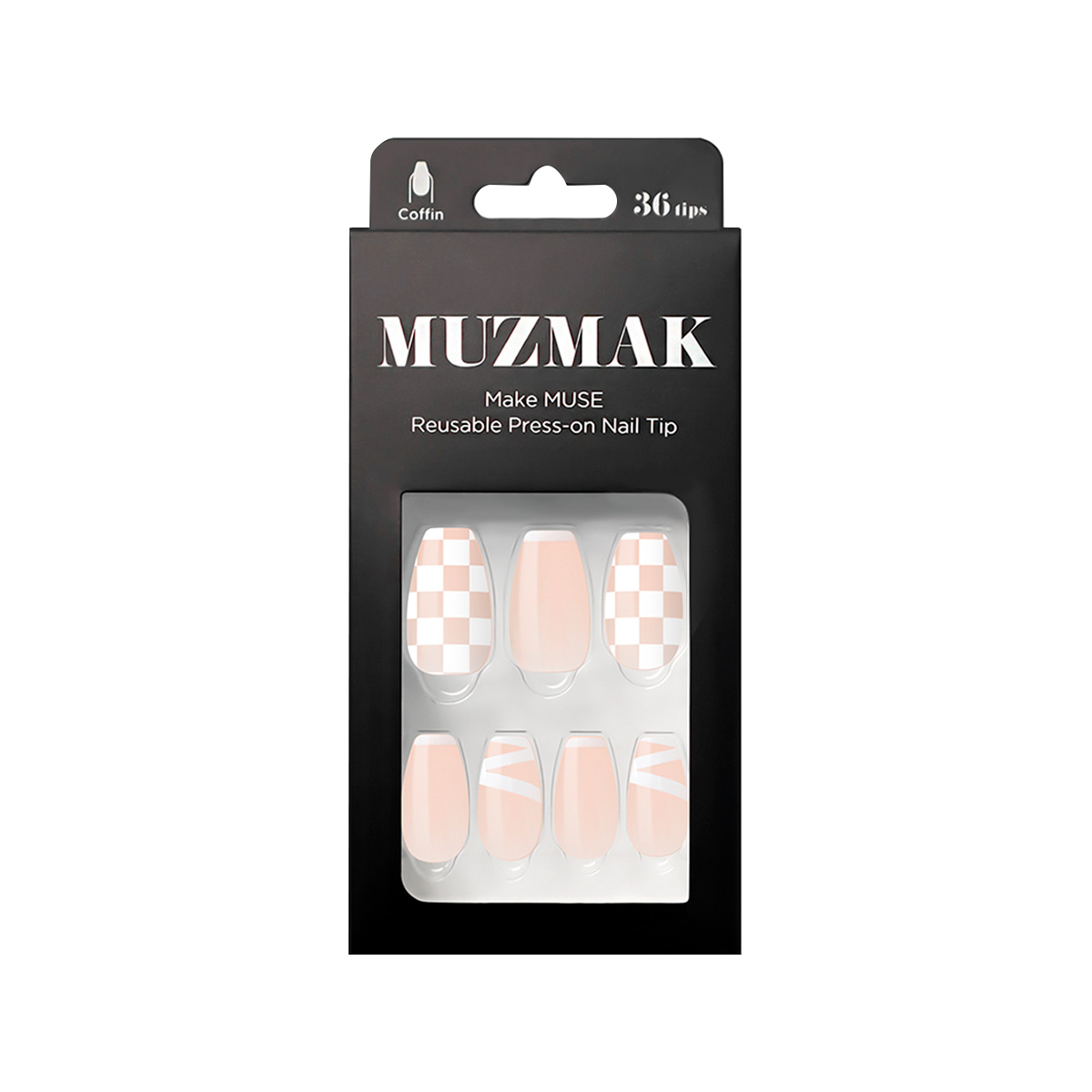 MUZMAK - UÑAS PRESS ON NUDIE POTION COFFIN 36 U. - 1