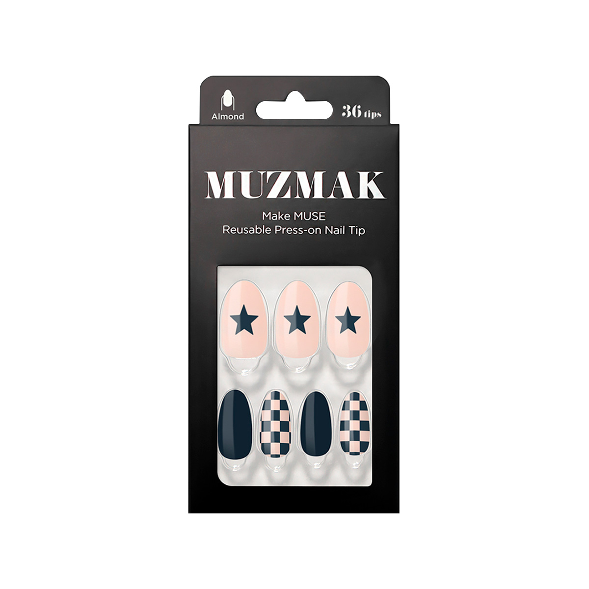MUZMAK - UÑAS PRESS ON DRAW NIGHT ALMOND 36 U. - 1