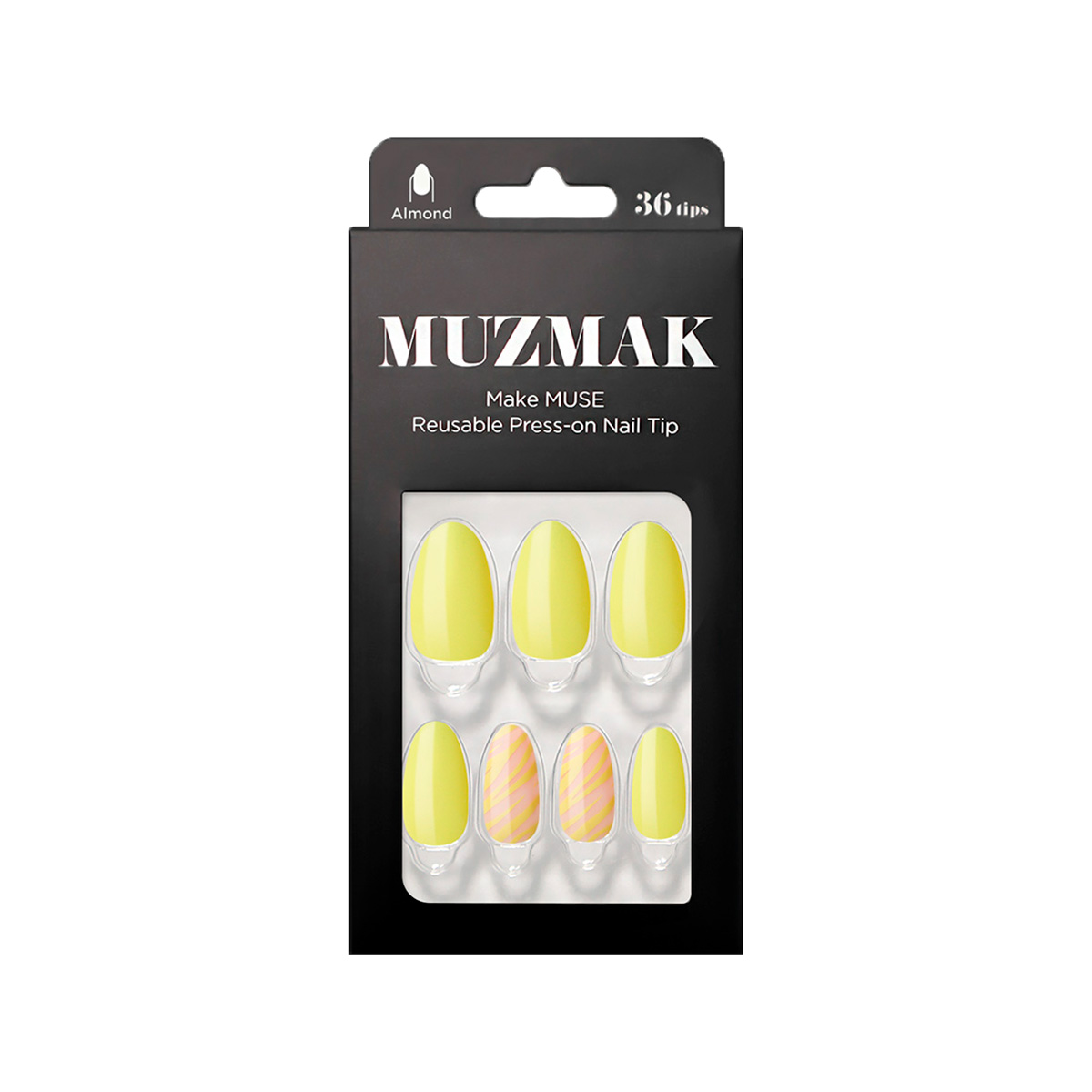 MUZMAK - UÑAS PRESS ON LIME ZEBRA ALMOND 36 U. - 1